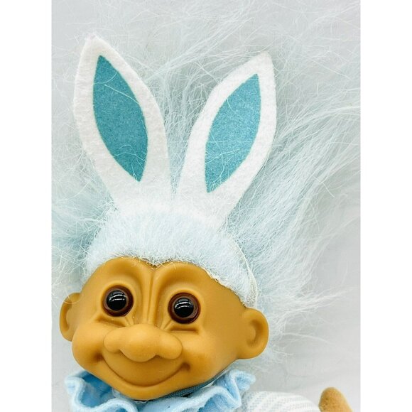 Russ Soft Body Easter Bunny Troll Ears Blue Stripes 9 inch Rabbit - Picture 2 of 6
